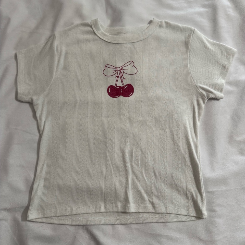Grayson Threads White and Red Cherry Tee Short Sleeve